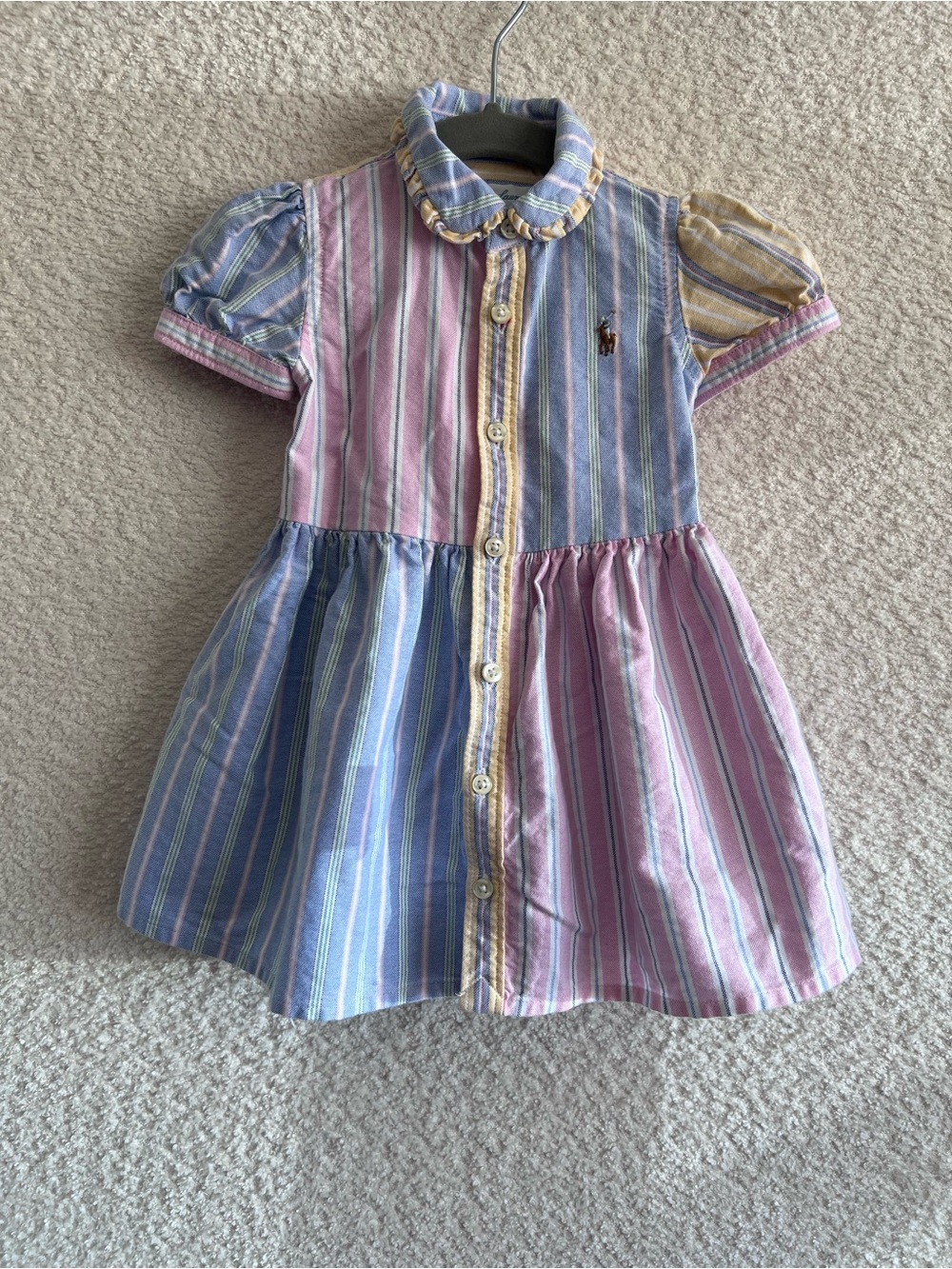 Ralph Lauren Infant Striped Fun Shirt Dress Short Sleeves Size 6 Months